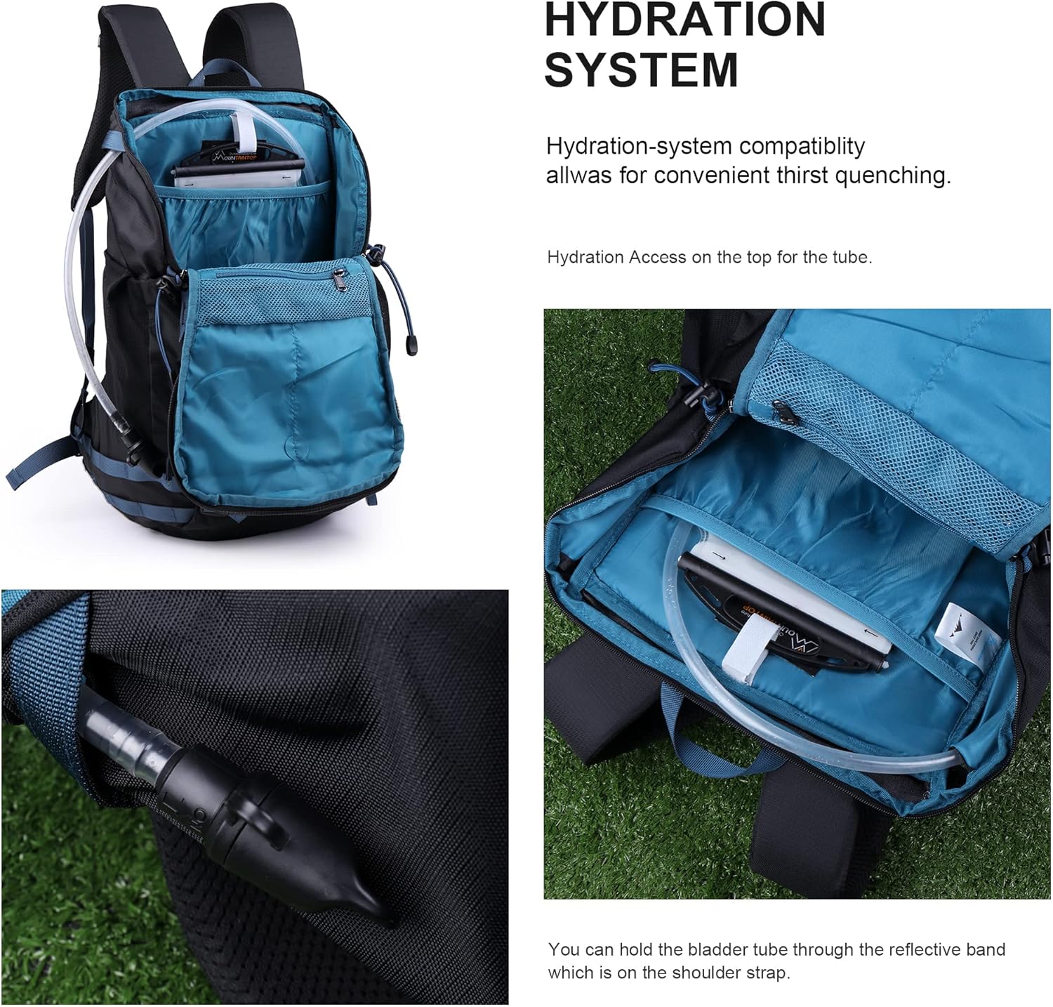 MOUNTAINTOP Hiking Backpack 35L Outdoor Travel Camping Day Pack with Rain Cover for Men Women 6413-black 35L