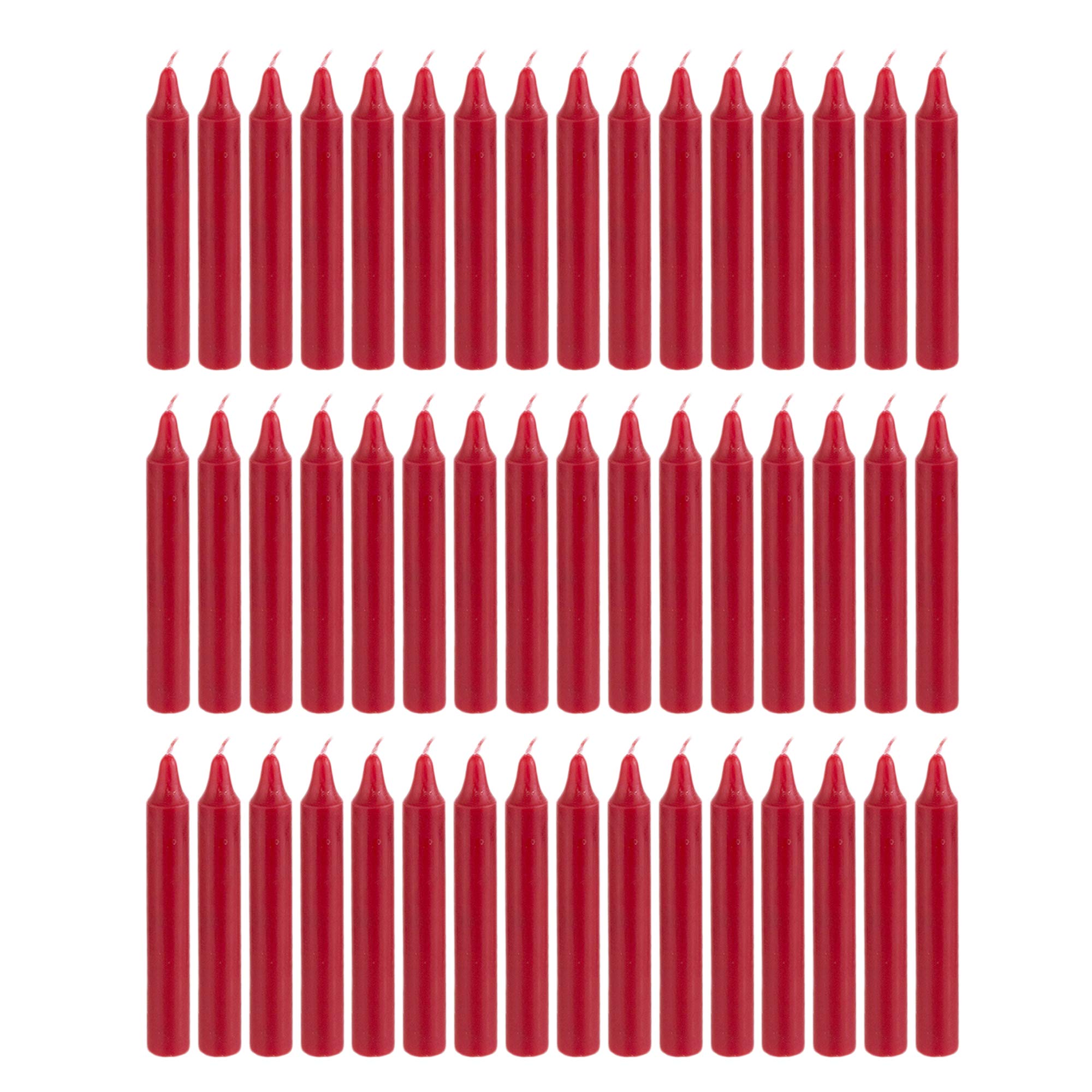 Mega Candles 48 pcs Unscented Straight Red Taper Candles, Hand Poured Wax Candle 5 Inch x 3/4 Inch, Home Décor, Wedding Receptions, Centerpieces, Birthdays, Celebrations, Romantic Events, Holders