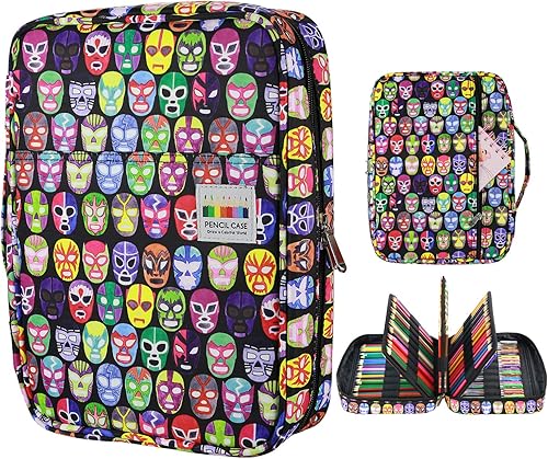 YOUSHARES Estuche organizador de lápices de colores con 220 ranuras para bolígrafos con práctico envoltorio y cremallera, soporte multicapa para