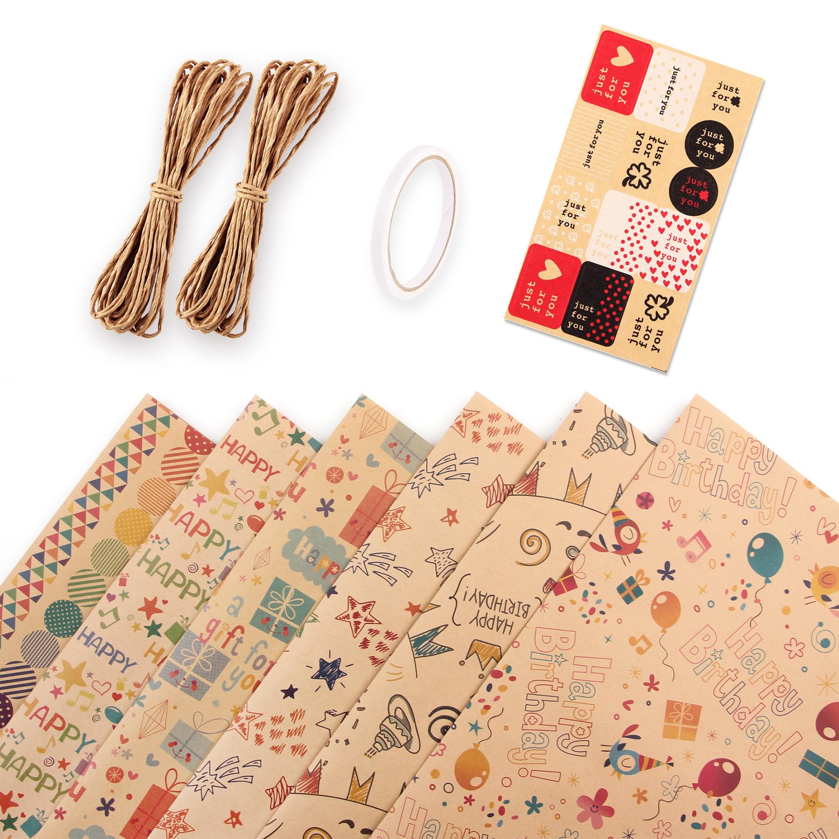 Yolistar Geschenkpapier Set 6 Stück 70x100 cm, Kraftpapier m