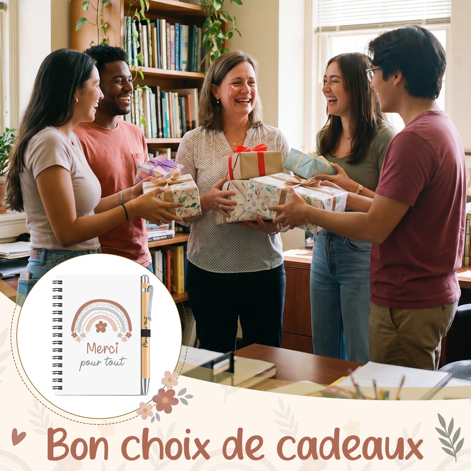 Merci Maîtresse Diplômé Cadeau Sac Fourre-Tout Carnet Stylo Porte-Clés Fin d'Études Adieu Enseignant
