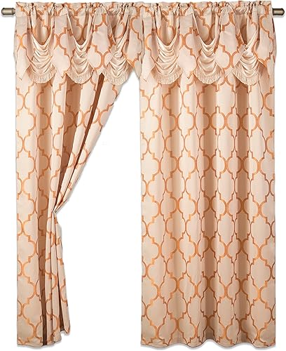 Elegant Comfort Paneles de cortina con estampado de enrejado marroquí, cenefa plisada adjunta, con bolsillo para barra de 2 pulgadas para