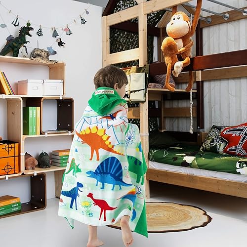 Miniatura 92 de Toalla de baño/piscina/playa con capucha, para bebés, niños y niñas de 3 a 12 años, tamaño extra grande, 30 x 50 pulgadas, algodón absorbente súper