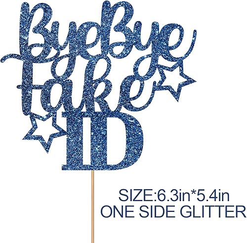 Miniatura 2 de Decoración de pastel azul para decoración de pastel de cumpleaños número 18, 21, adiós a la decoración de pastel de identificación falsa, decoración