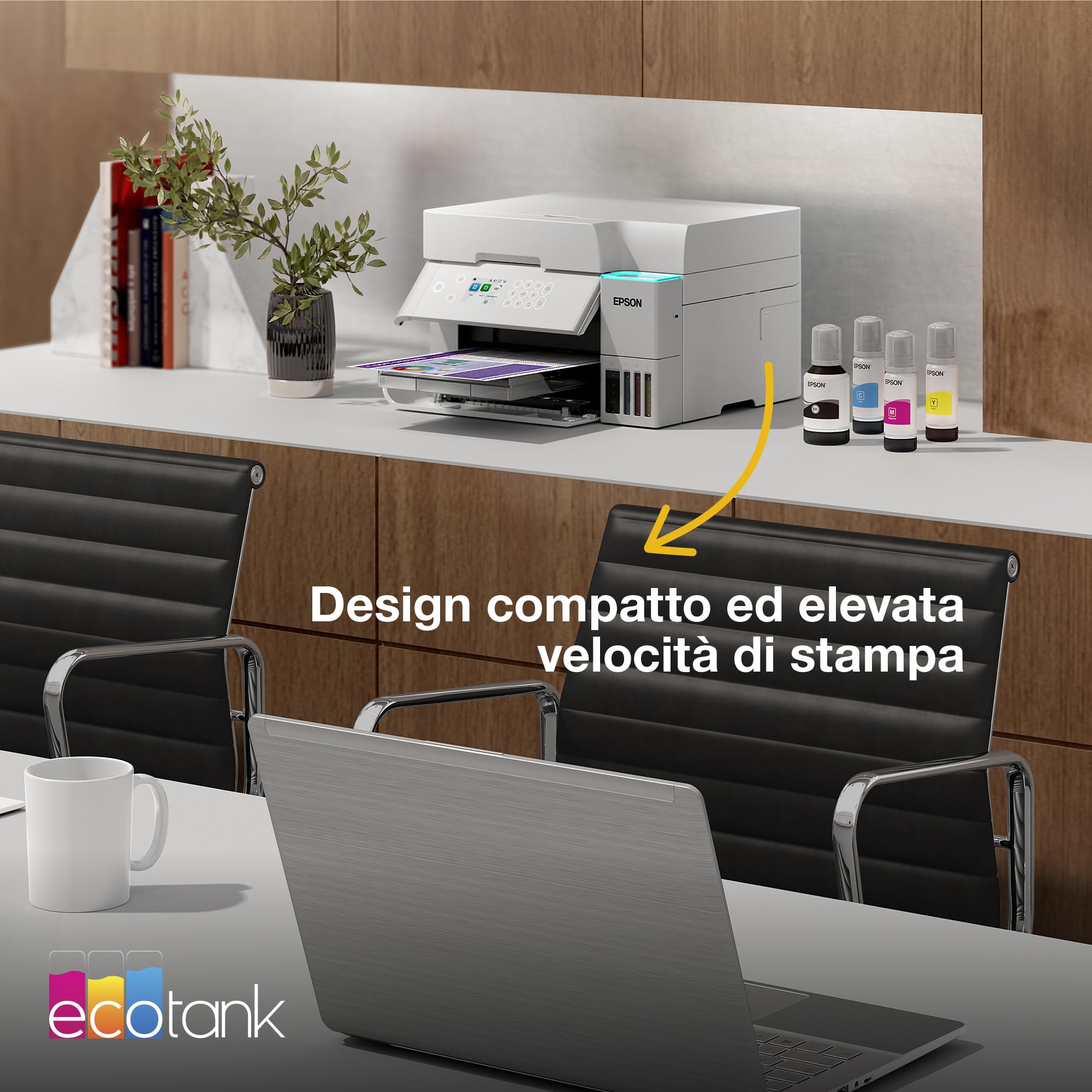 Epson EcoTank ET-3956 Stampante con Serbatoi D’inchiostro | Home Office | Wi-Fi | A4 | Fronte/Retro Stampa, Copia, Scansione | Display LCD 6.1 cm | ADF Da 30 Fogli | 3 Anni D'Inchiostro Inclusi