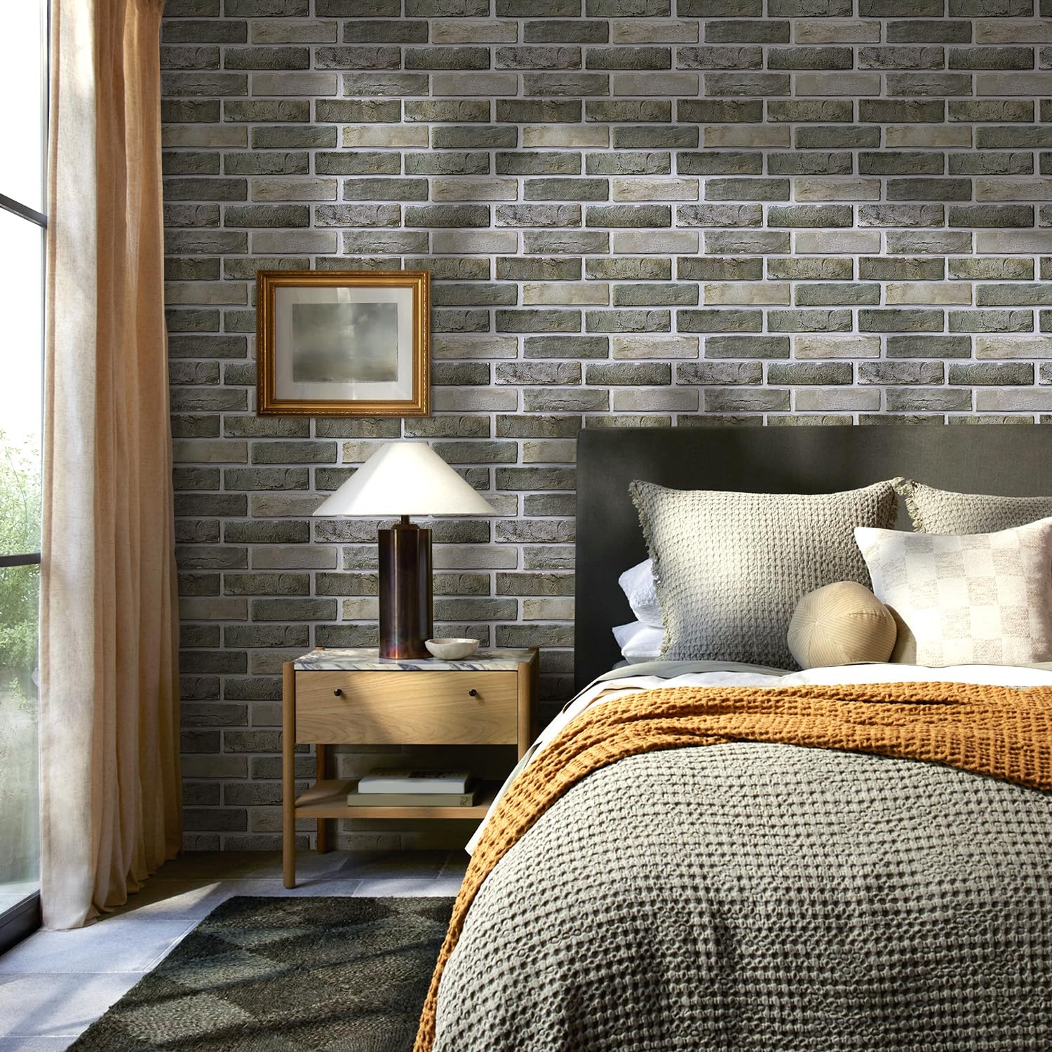 Commomy 10 mattoncini finti 3D, 40 x 30 cm | UrltraLight - Carta da parati sottile in PVC con mattoni finti per decorazione fai da te rapida per pareti interne