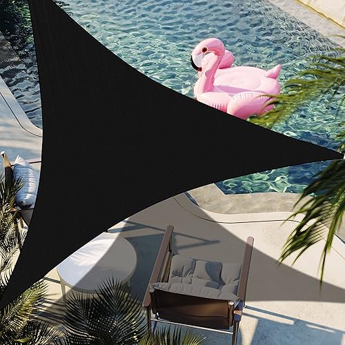 Toldo de vela triangular negro de 12 x 12 pies de tela duradera con bloqueo UV, hacemos pedidos personalizados