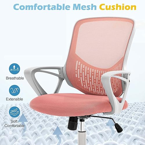 Miniatura 4 de Silla ergonómica de oficina – Silla de malla de escritorio para el hogar con reposabrazos fijos, silla ejecutiva para computadora con cojín de