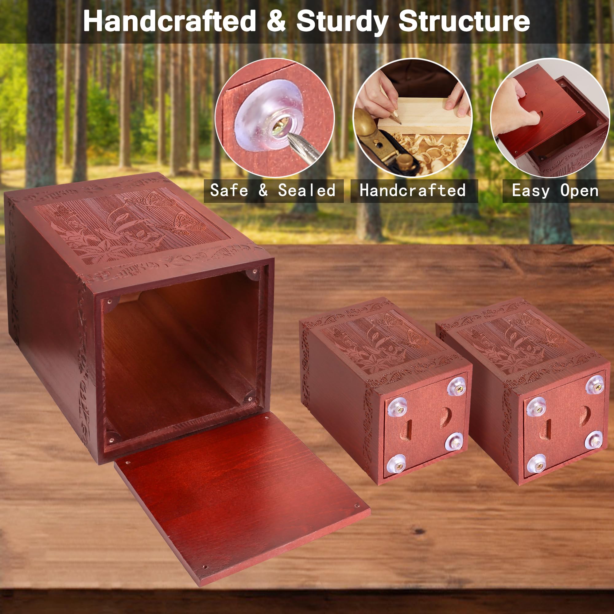 Urna de cremación de madera para humanos, caja decorativa de mariposa grabada a mano de madera, urnas funerarias para adultos, machos y mujeres, entierro o recuerdo conmemorativo, urnas para cenizas,