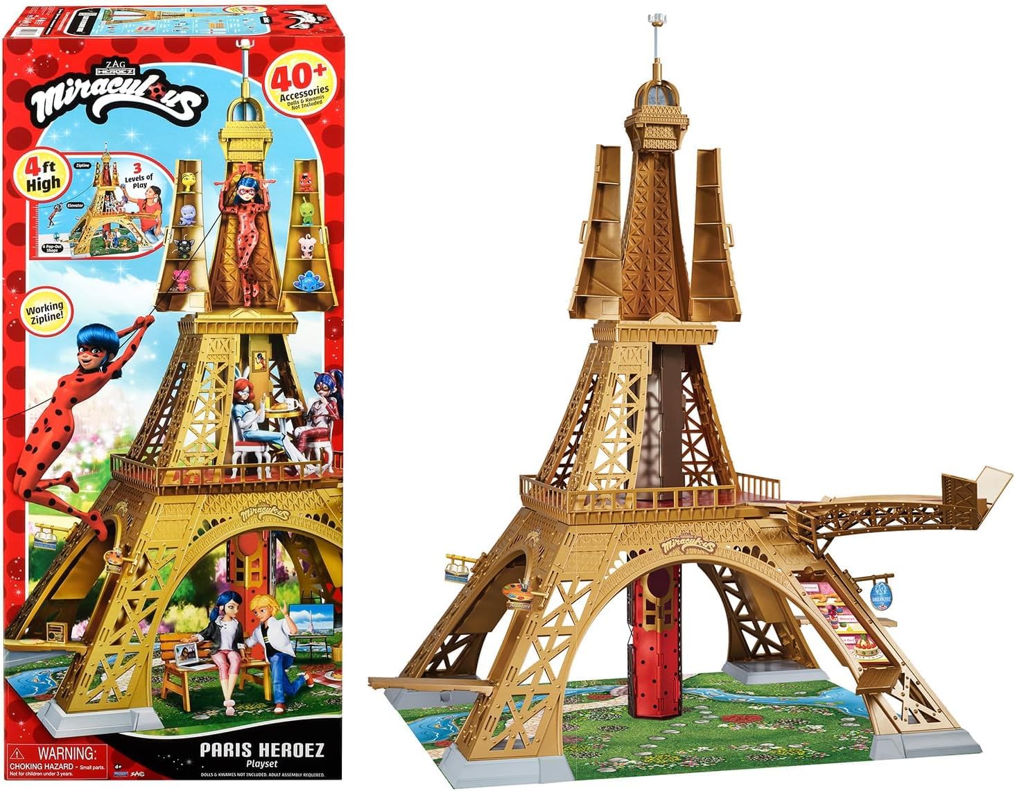 Bandai Miraculous Tales Of Ladybug And Cat Noir Paris Heroez Playset | 50'' Girls Playset With 3 Levels And 40+ Accessories Compatible With 26cm Miraculous Ladybug Figures | Dolls Playset For Girls
