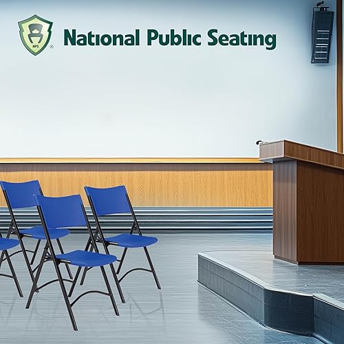 Miniatura 4 de National Public Seating - silla plegable liviana moldeada, 4 unidades, AzulNegro, 4