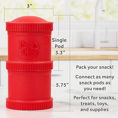 Miniatura 3 de Re-Play Hecho en Estados Unidos - 2 recipientes para aperitivos para niños con 3 tapas de almacenamiento de plástico, 1 tapa de silicona para