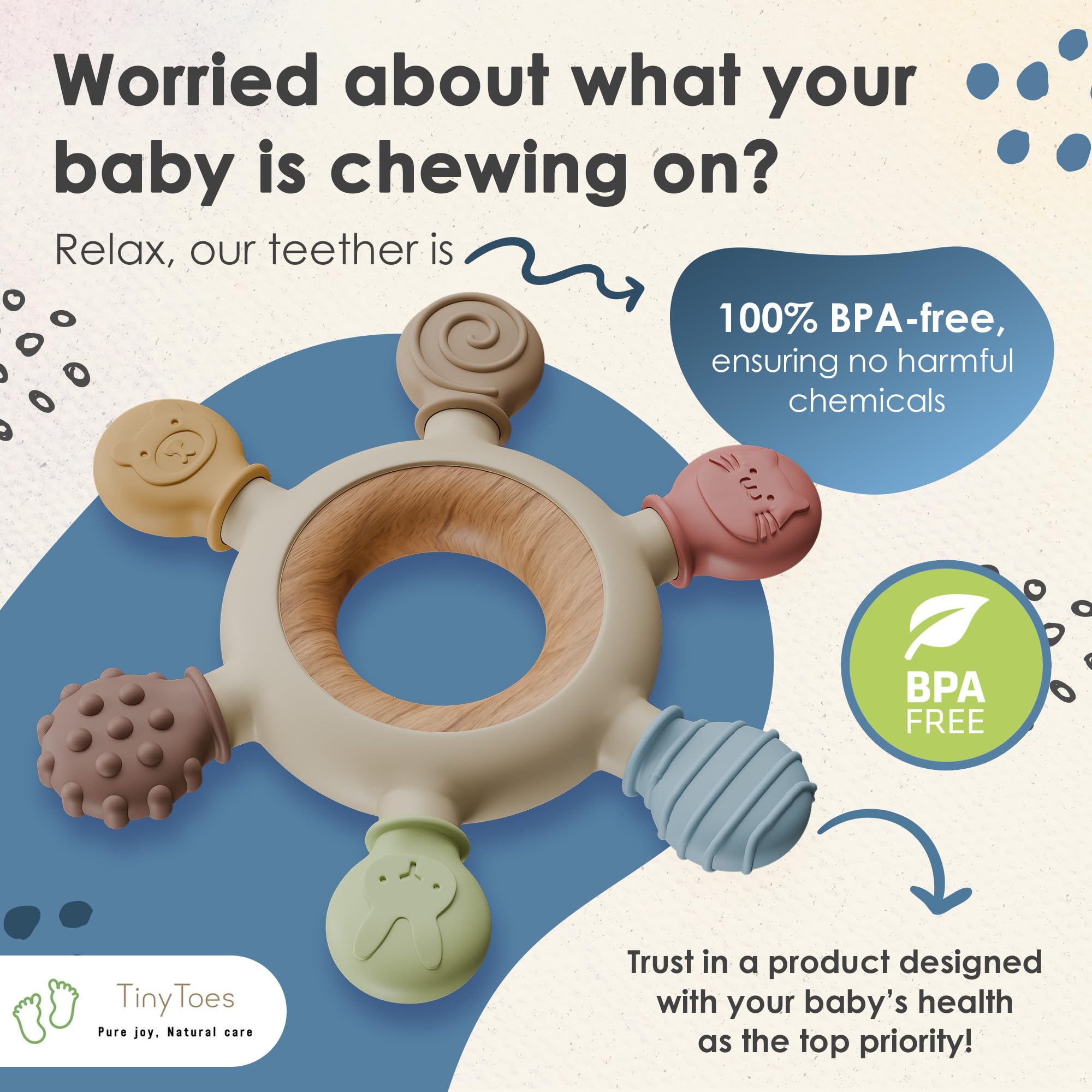 TinyToes : Baby Teething Toys for Baby Toys 0-6 Months Bpa Free + Links Antidropping | Newborn Toys | | Baby Toys 6-12 Months | Teething Relief | Teethers for Babies 3-6 Months | Baby Necessities