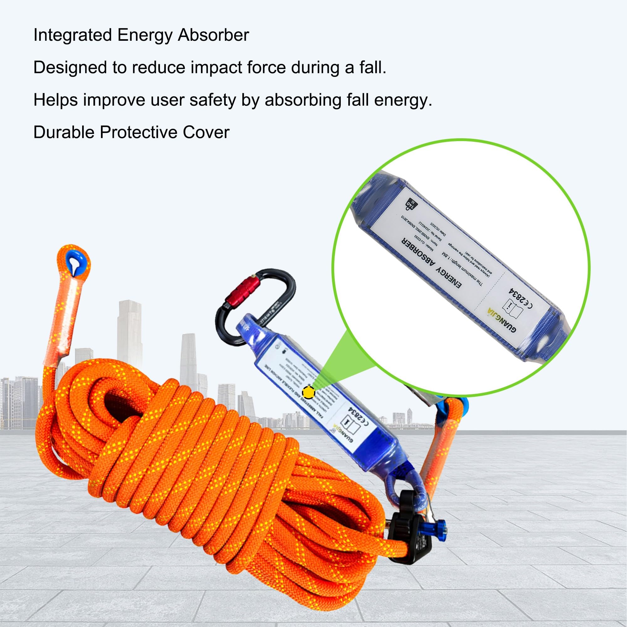DIJJIG Kit de arnés de seguridad anticaídas, ajustable, utilizado para operaciones de gran altitud, extinción de incendios y rescate, poda de árboles, certificación CE