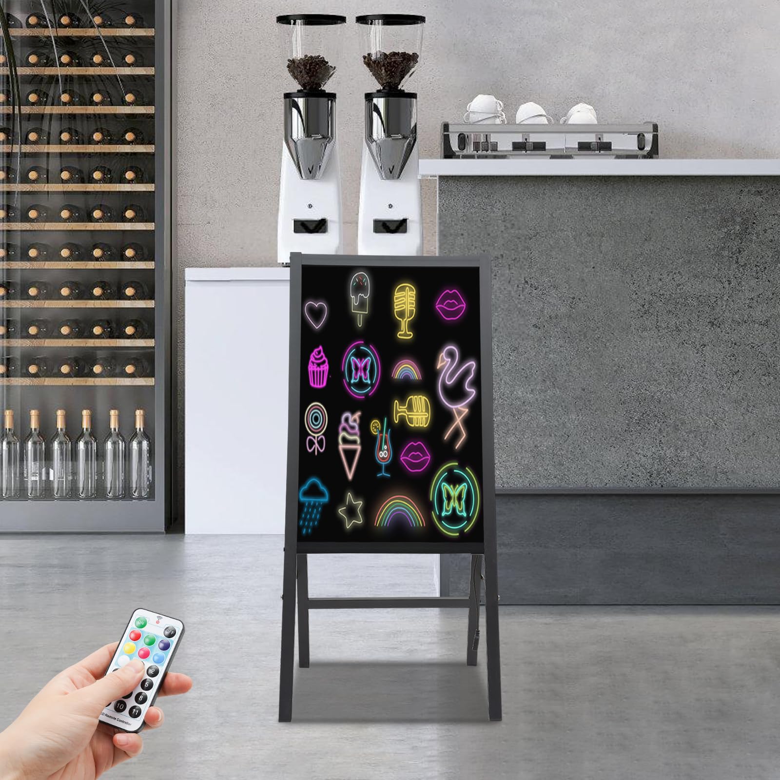 Kreidetafel Aufsteller, LED-Anzeigetafel -7 Lichtfarben und 11 Blinkmodi-8 fluoreszierende Marker-Werbetafel, Schreibtafel Klein Buffet Schilder für Restaurant Café Hochzeit Party (40x60cm)