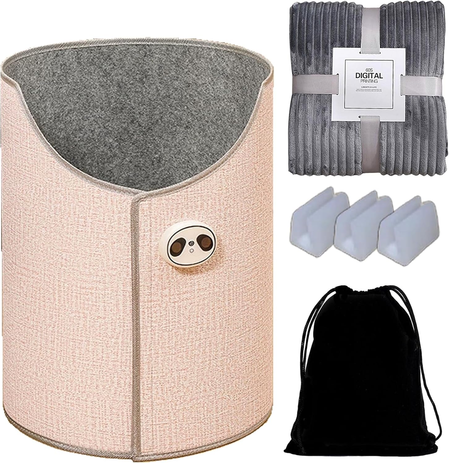 Under Desk Leg Warmer, Portable Foldable Space Heater with Blanket, Ultra-quiet, 6 Heat Levels and Timer, 5 Seconds Quick Heating Vertical Foot Knee Heater for Office & Home (Pink)