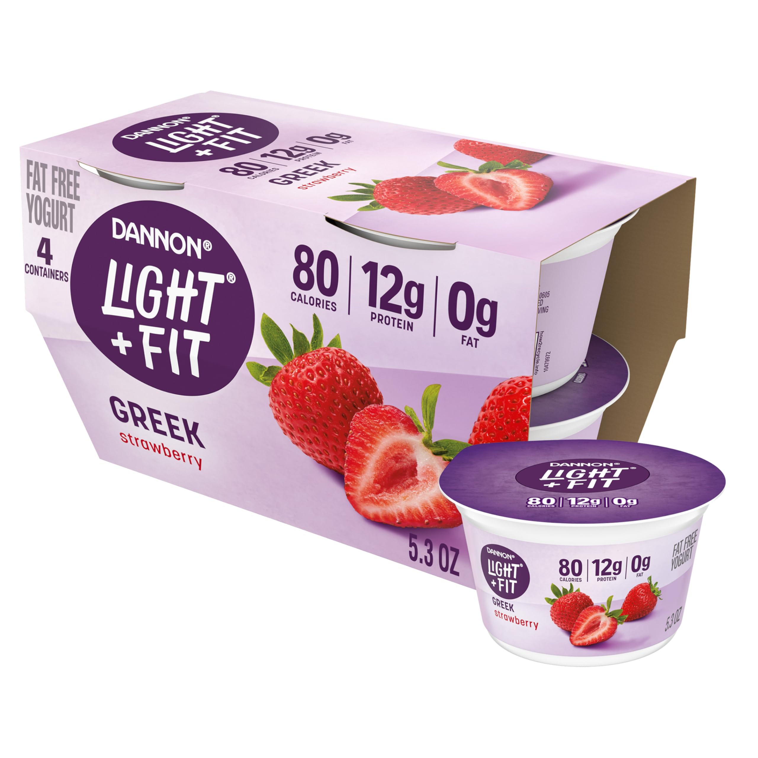 Amazon.com: Dannon Light + Fit Greek Strawberry Fat Free Yogurt