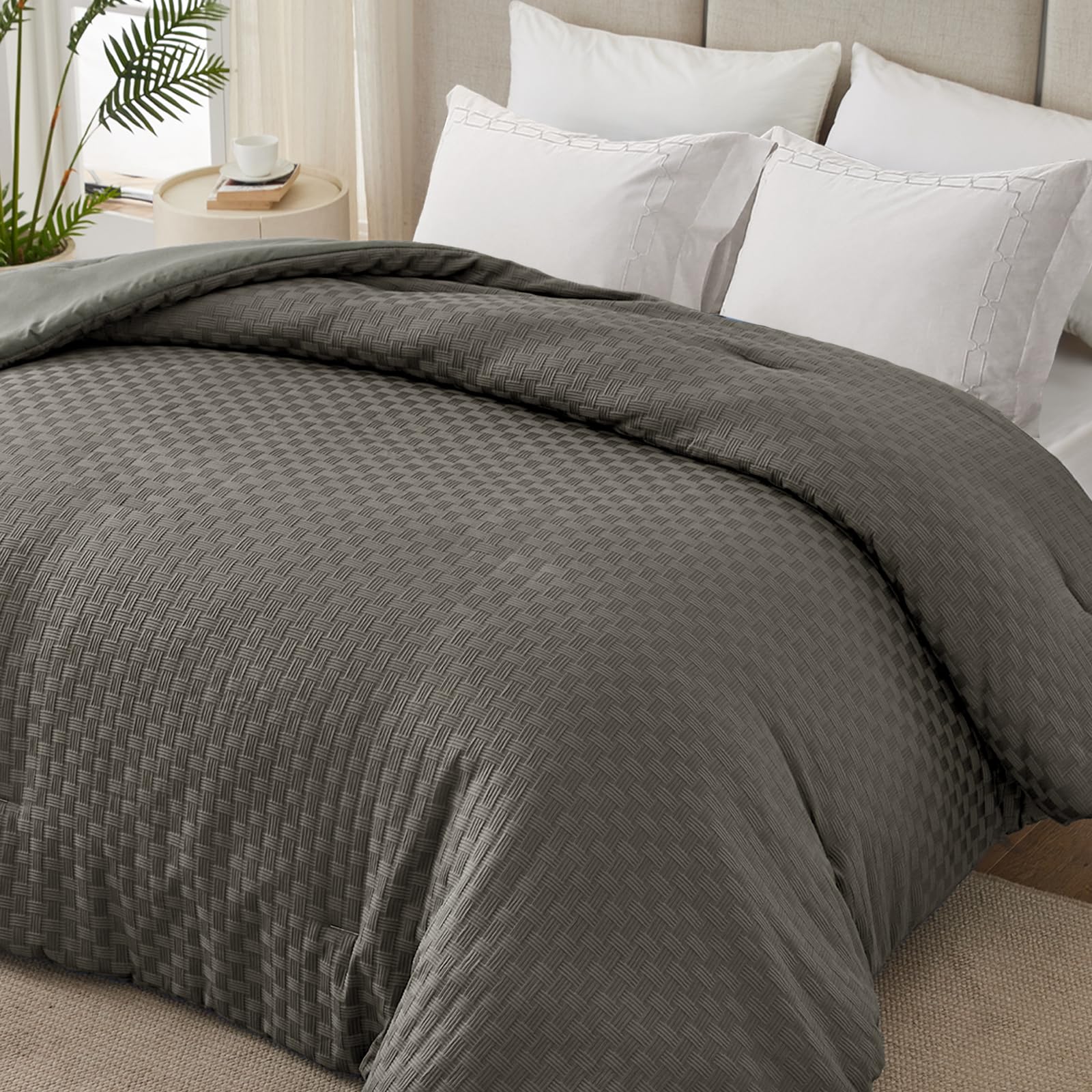 Whale Flotilla Edredón de 135 x 200 cm, cálido y supersuave, para todo el año, transpirable, para las 4 estaciones, color gris oscuro