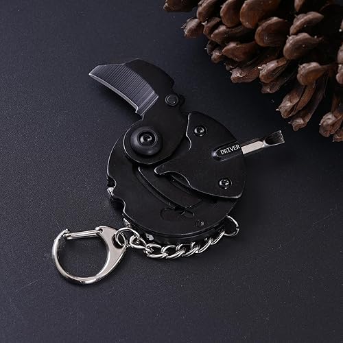 Miniatura 9 de Mini herramienta multifuncional plegable para exteriores 7 en 1 - Pequeña herramienta EDC con juego de destornilladores - colgante de bolsillo