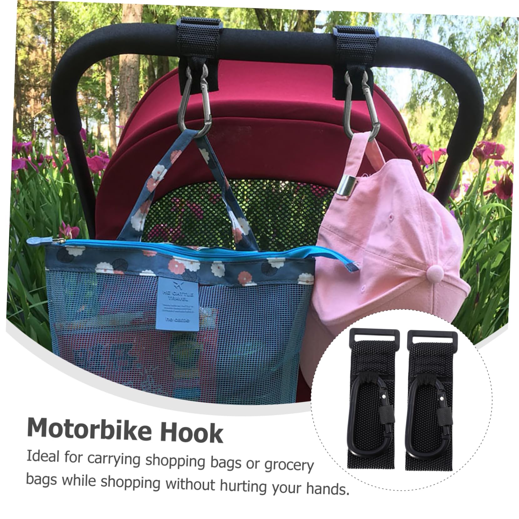 Yardwe 14 Piezas Ganchos para Cochecito Antideslizantes Colgadores Resistentes para Bolsas Carrito Soporte Seguro para Bolsas de Viaje y Compras