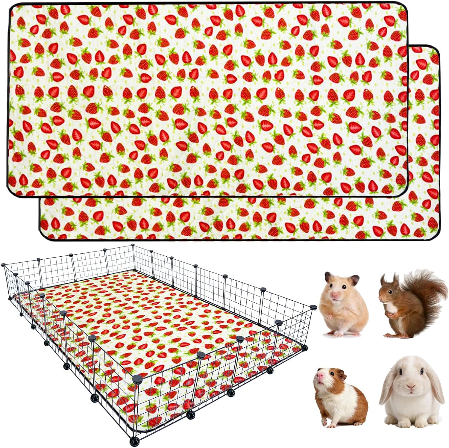 2 Pack Guinea Pig Cage Liners, Waterproof Reusable Guinea Pig Cage Liners,Waterproof Super Absorbent Pee Pads for Small Animals,48x72 inch 2pack
