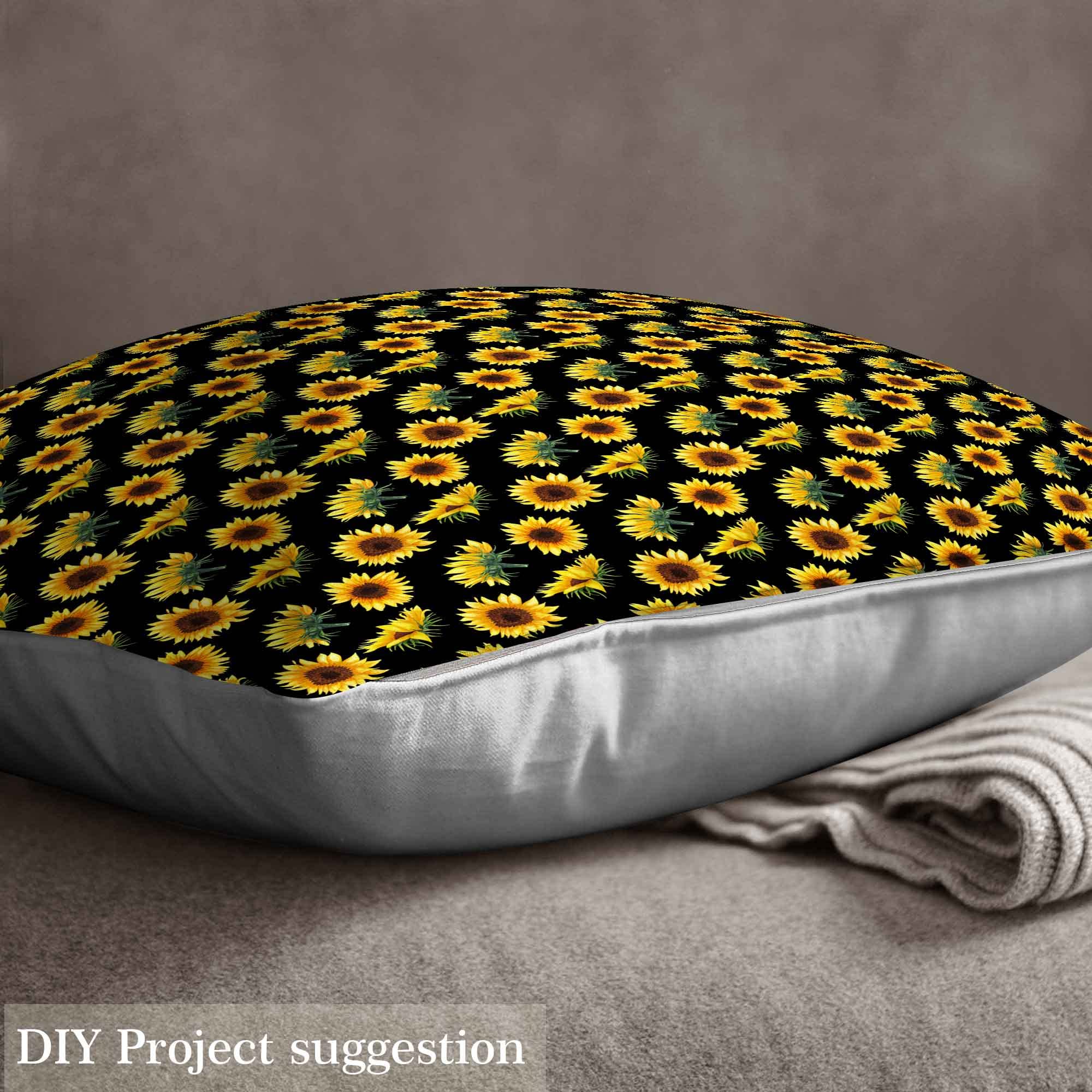 Sunflower Outdoor Fabric by The Yard,Garden Yellow Floral Upholstery Fabric for Chairs,Blossom Flowers Botanical Fabric for Home DIY Projects,2 Yards,(L184*W150cm) Black Yellow - Image 3