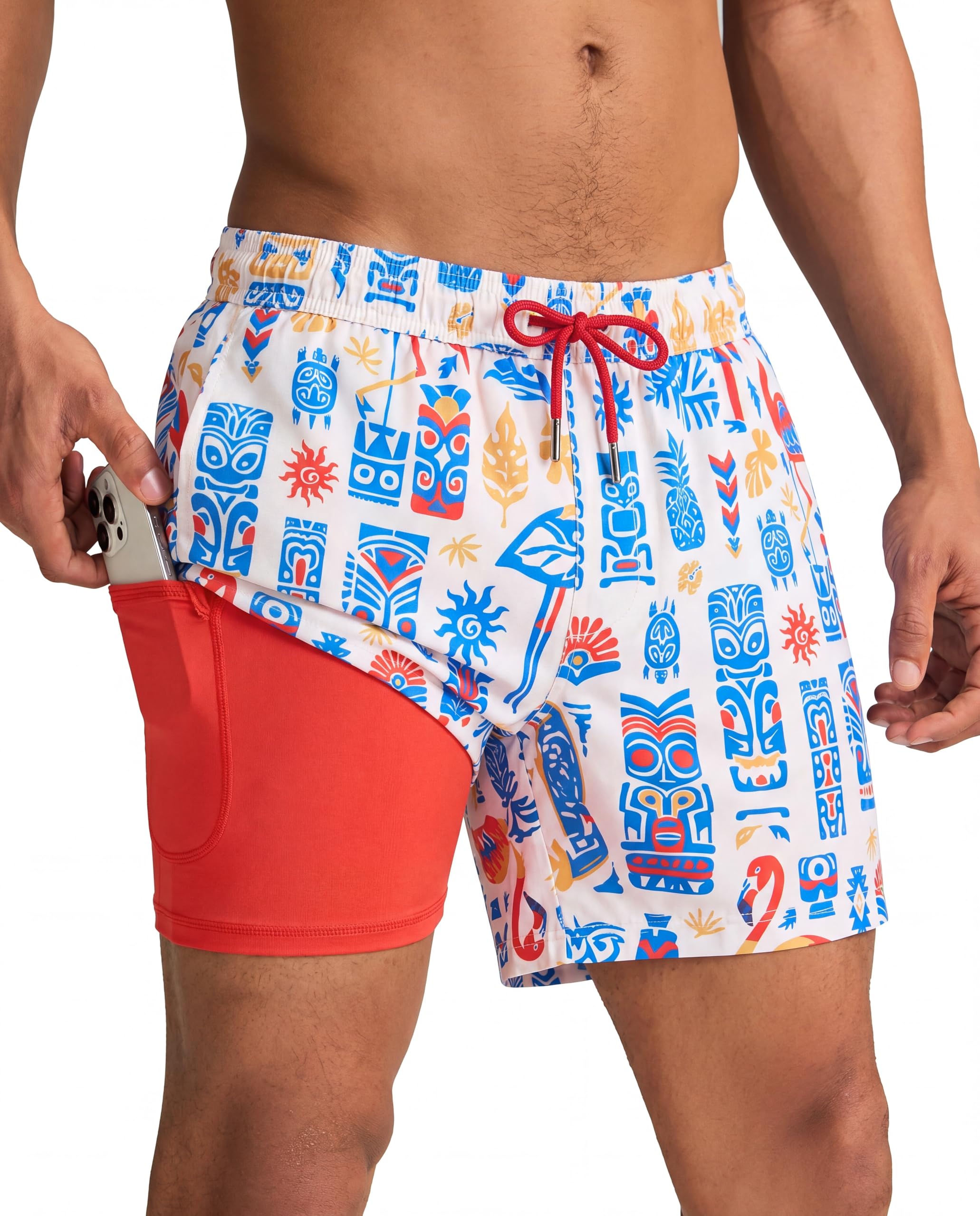 maamgic Mens Swim Trunks with Compression Liner 5 Inch Quick Dry for Beach
