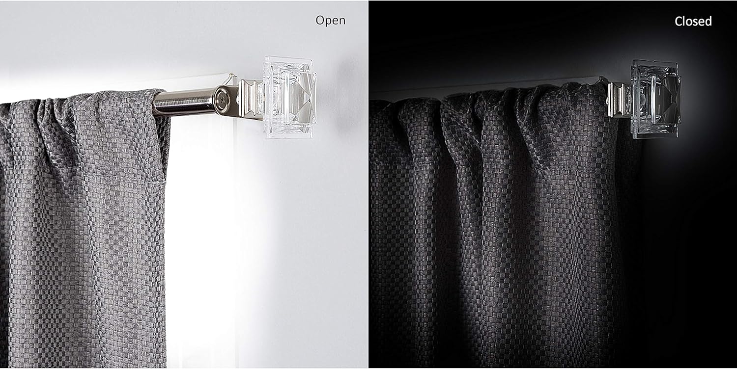 ACHIM Home Furnishings, Crystal, Innovative Decorative Room Darkening Wrap Around Rod & Finial-Brighton, 48" up to 86", Inch Extends Inch (INRBRT4806)