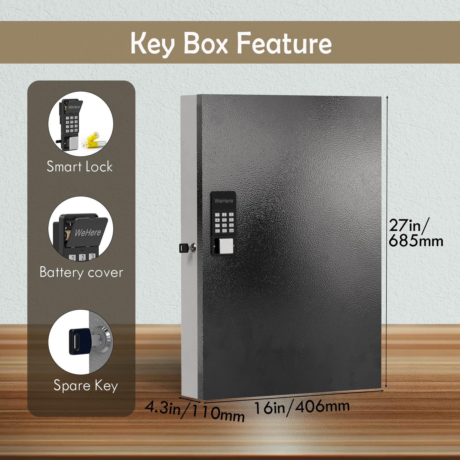 Near Manchester Key Storage Cabinet Wall Mount - 64 Key Organizer With ...