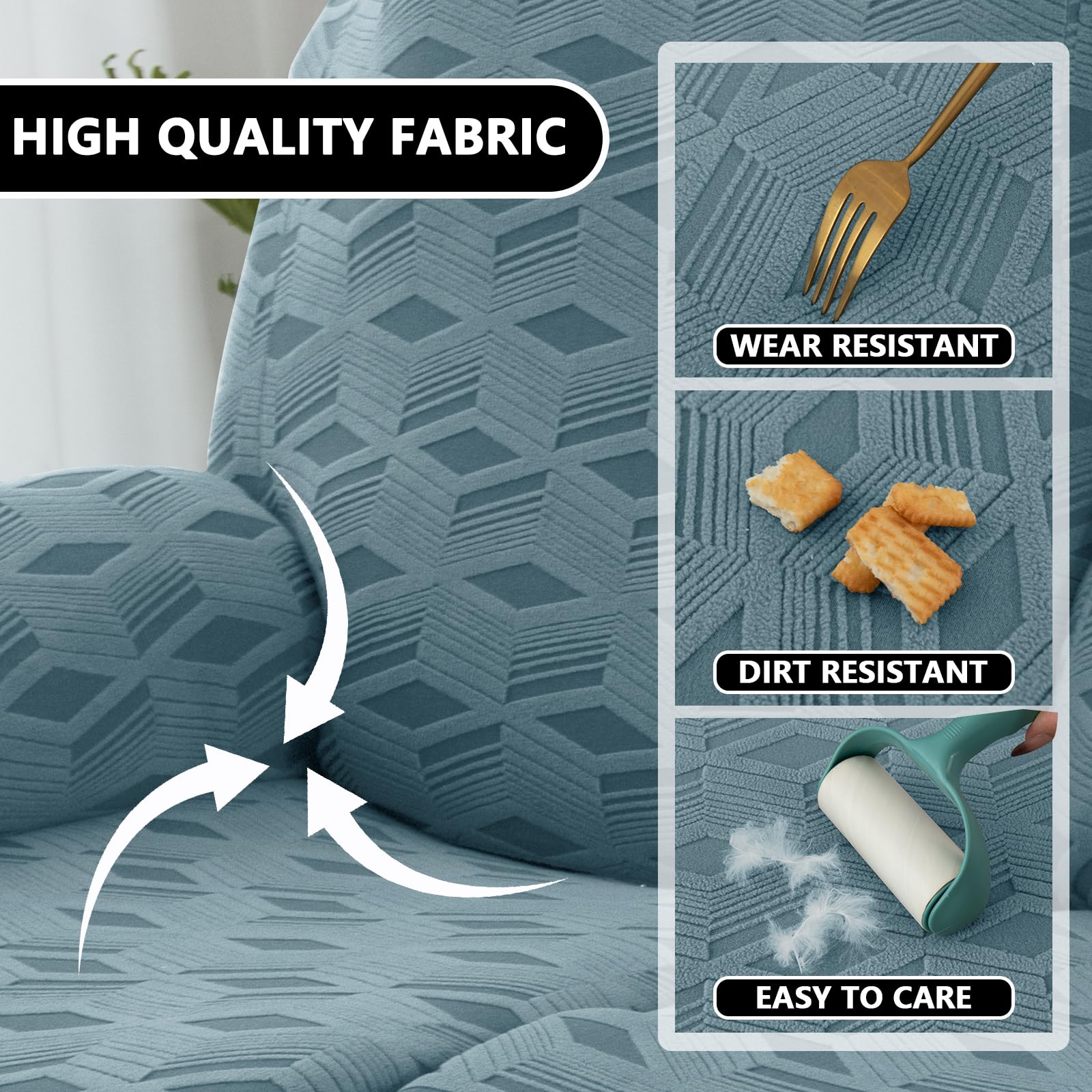 OKYUK Fundas para sillas reclinables, Funda elástica de Jacquard reclinable, Protector de Muebles para niños y Mascotas, Fundas Antideslizantes para reclinables con Bolsillos Laterales para
