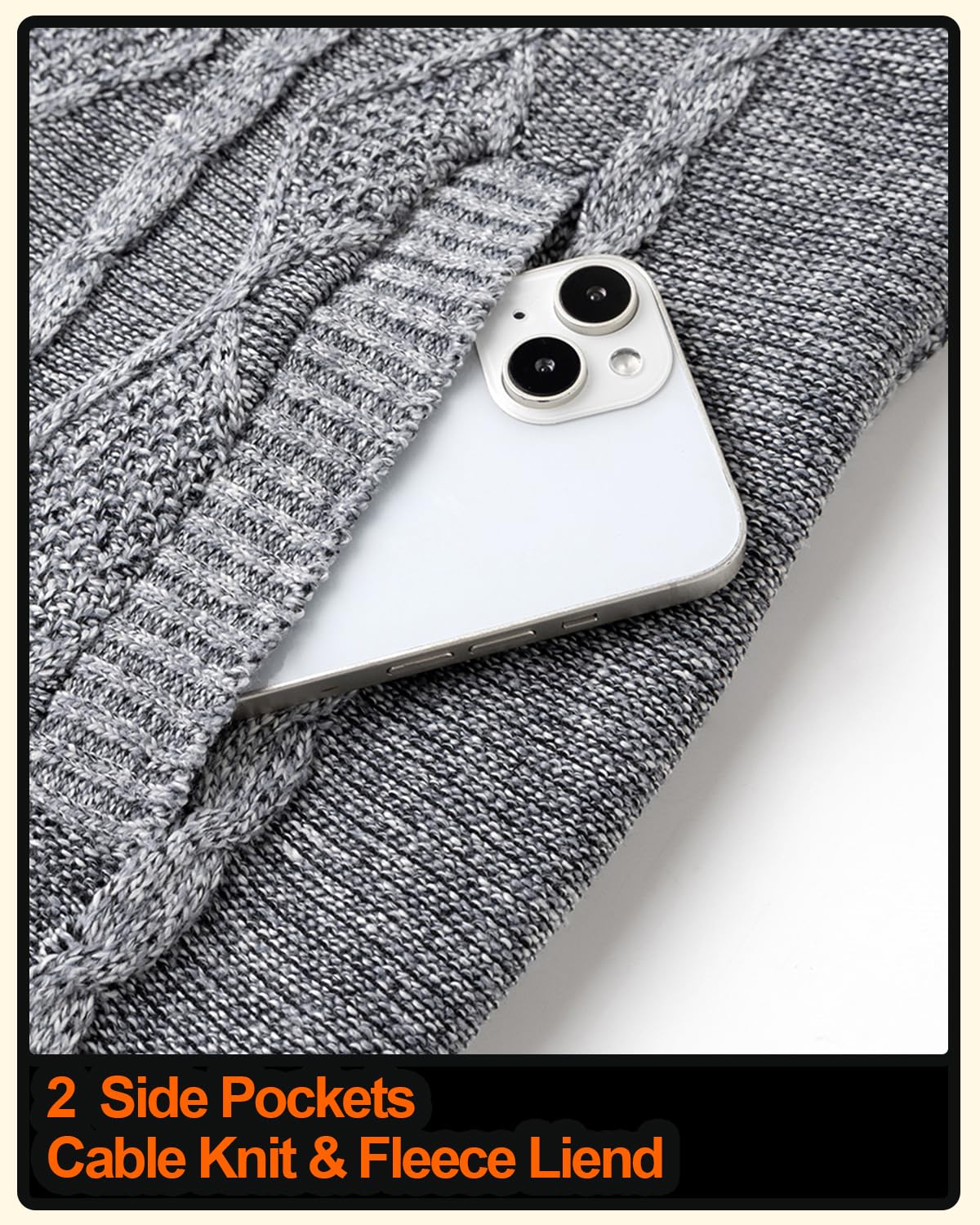 Cardigan Gilet Homme Pulls Tricot Torsadé Manteaux Tricoté Ouvrez-Front Zippé Maille Chandail Doublé de Polaire avec Col Debout Automne Hiver