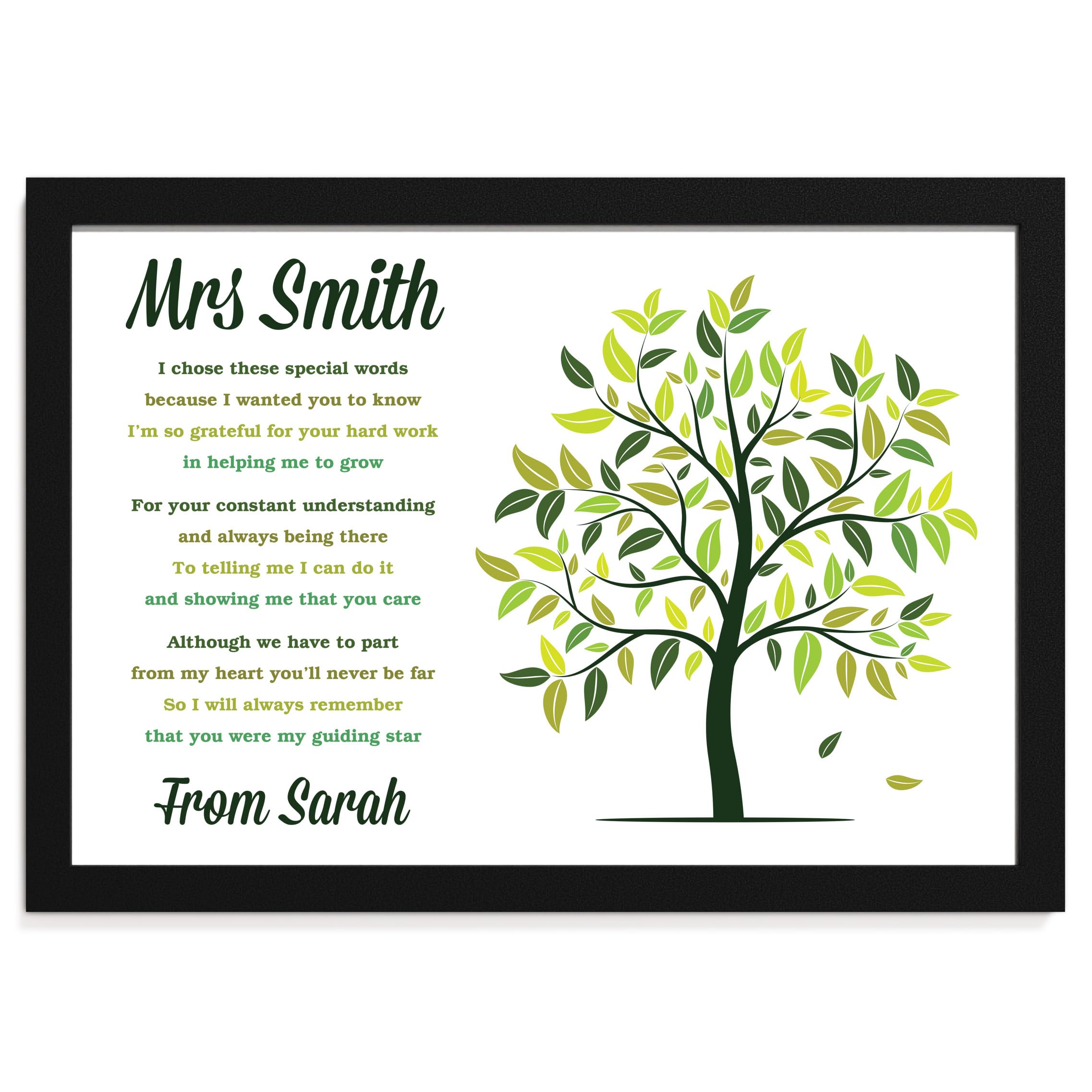 Teacher Gifts - Personalised Thank You Gifts for School Teacher - End of School Term Gifts for Teachers - ANY NAME - Teacher Appreciation - Christmas Gifts for Teachers