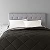 Amazon Basics Reversible Lightweight Microfiber King Size Comforter Blanket, Black/Grey