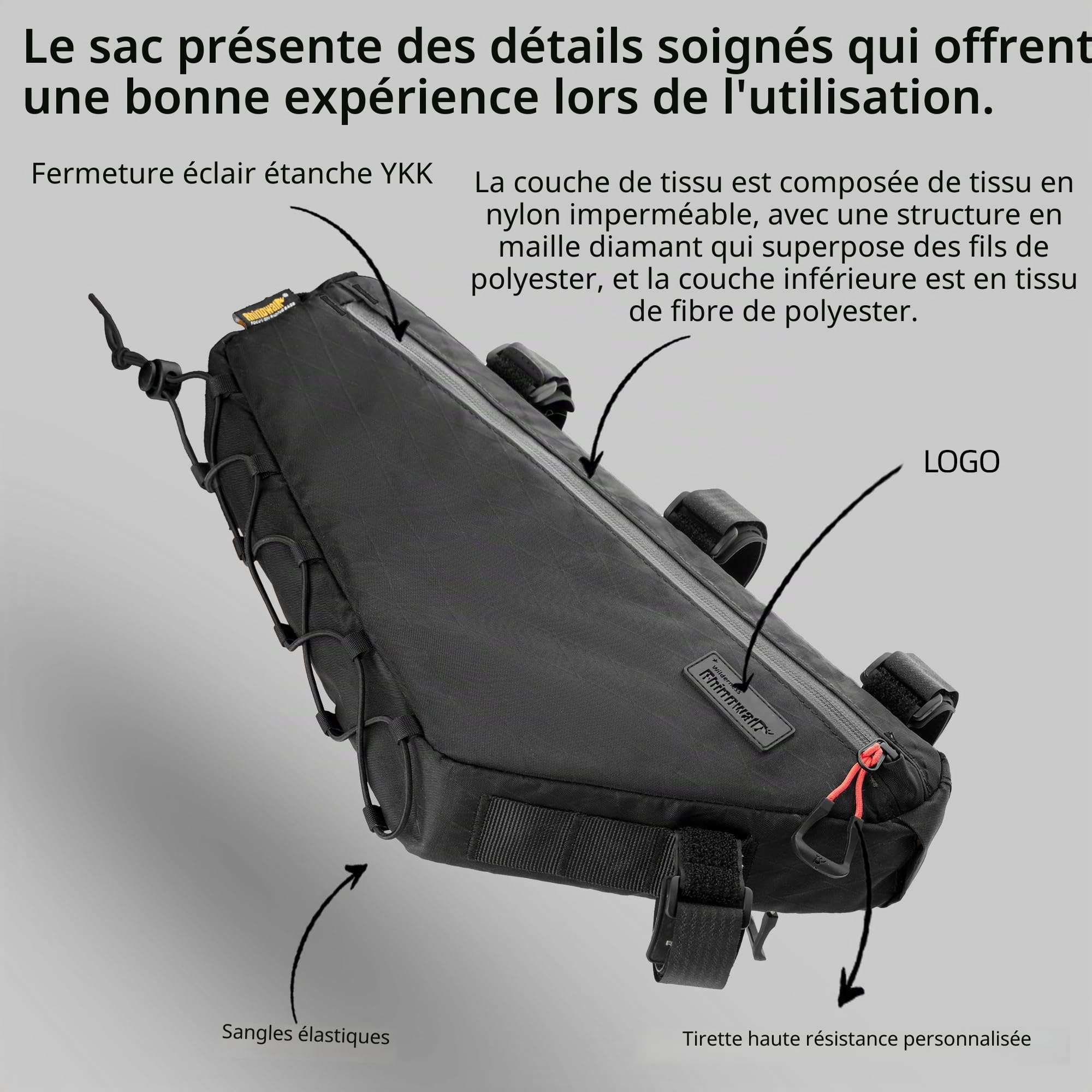 Rhinowalk Sacoche de cadre de vélo triangulaire pour vélo de tourisme