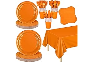 169Pcs ORANGE PARTY SUPPLIES PLATES CUPS SERVE 24 GUESTS WEDDING BIRTH