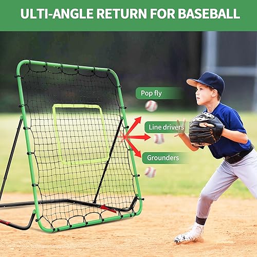 Miniatura 4 de Red de rebote de béisbol duradera, red de rebote plegable de béisbol y softbol de 4 x 4 pies con 7 ángulos, red de rebote de entrenamiento de fácil