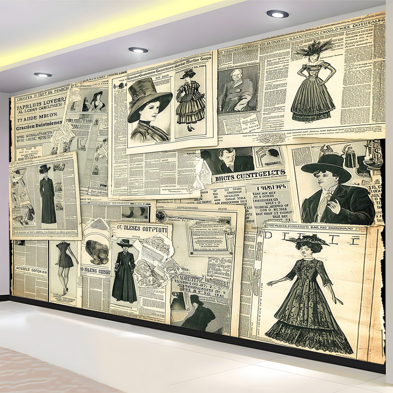 Styl gazety mural tapeta retro ubrania modele ścienne murale do sypialni salonu dzieci przedszkole fototapeta artystyczna dekoracja szer. 400 x wys. 280 cm dekoracja ścienna papier plakat