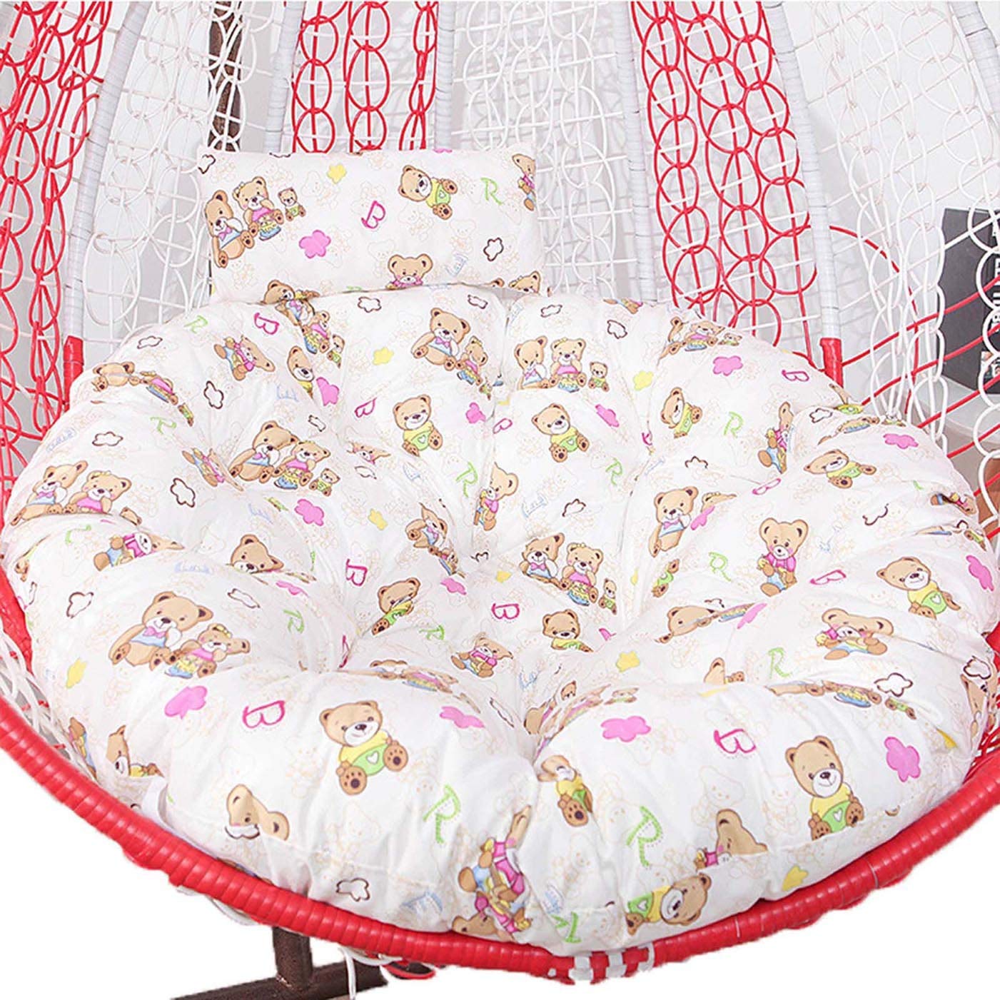 ERTsrhFD Hanging Swing Chair Outdoor Thicken Hammock Cushions With Pillow, Washable Cover Pads for Garden(Bear)