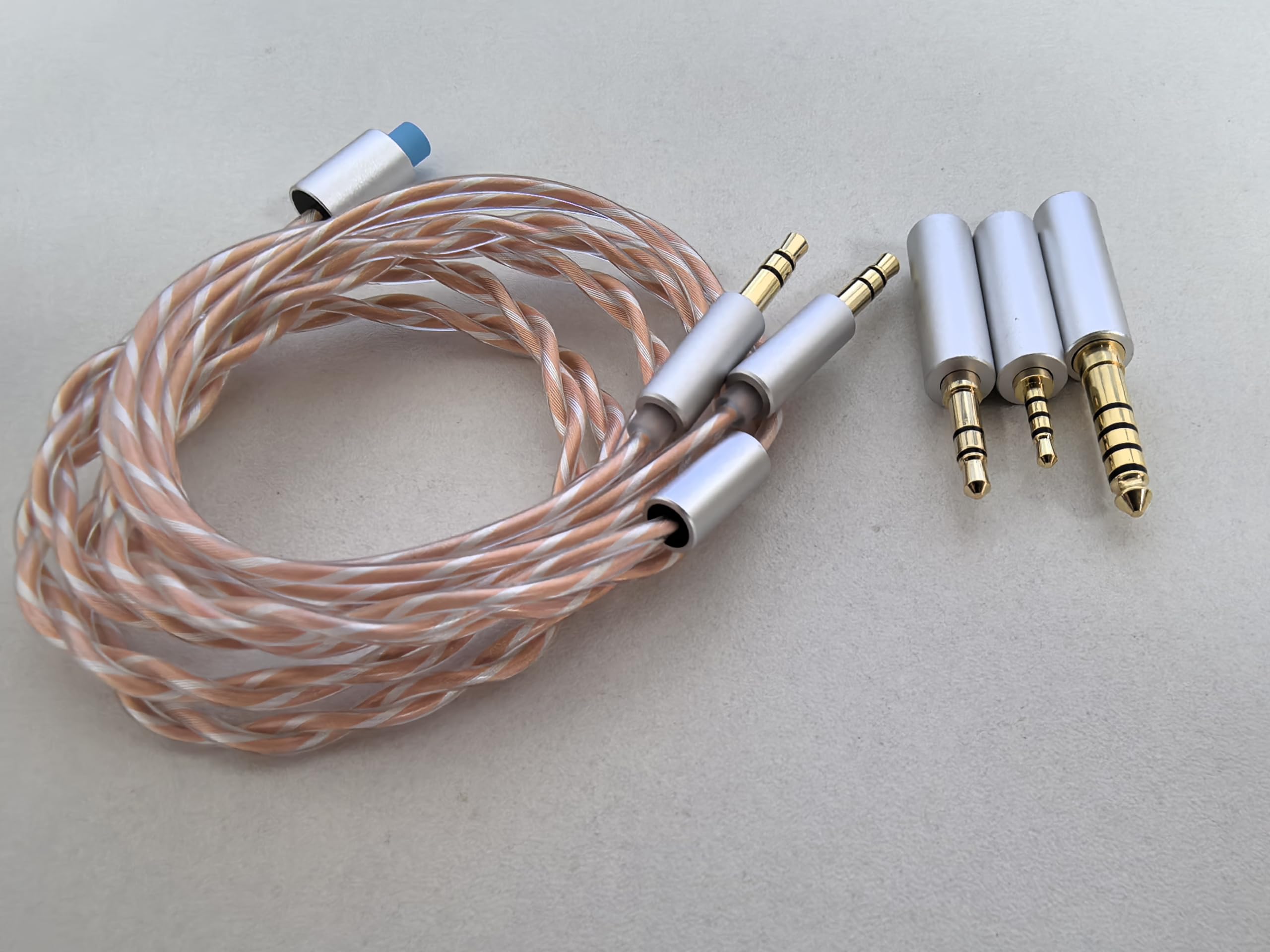 Bilanciato Cavo con Adattatore da 4.4mm,2.5mm,3.5mm per HIFIMAN HE400/HE400I/Sundara/Ananda/HE1000se/HE6se,DUALE 3.5mm 3 in 1 6N Copper Ricambio Aggiornamento Filo,Argento + Copper