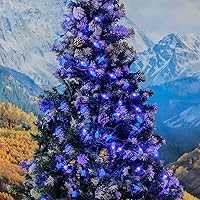 Vista 5 de Novelty Lights Juego de mini luces LED C6 de 100 luces LED, cadena de luces de grado comercial para exteriores, azul, cable verde, 50 pies