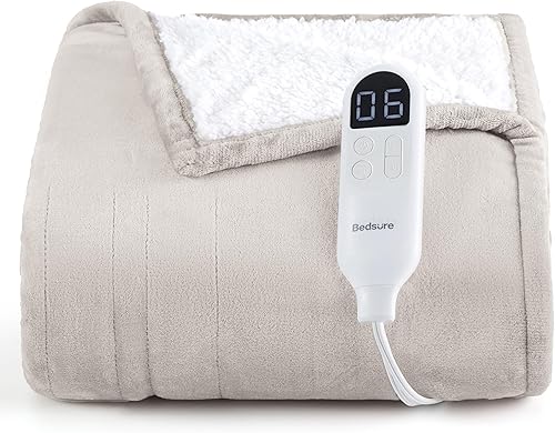 Miniatura 10 de Bedsure Manta eléctrica individual – Manta térmica de franela suave tamaño individual, calentamiento rápido GentleSoft con 10 ajustes de tiempo y 6