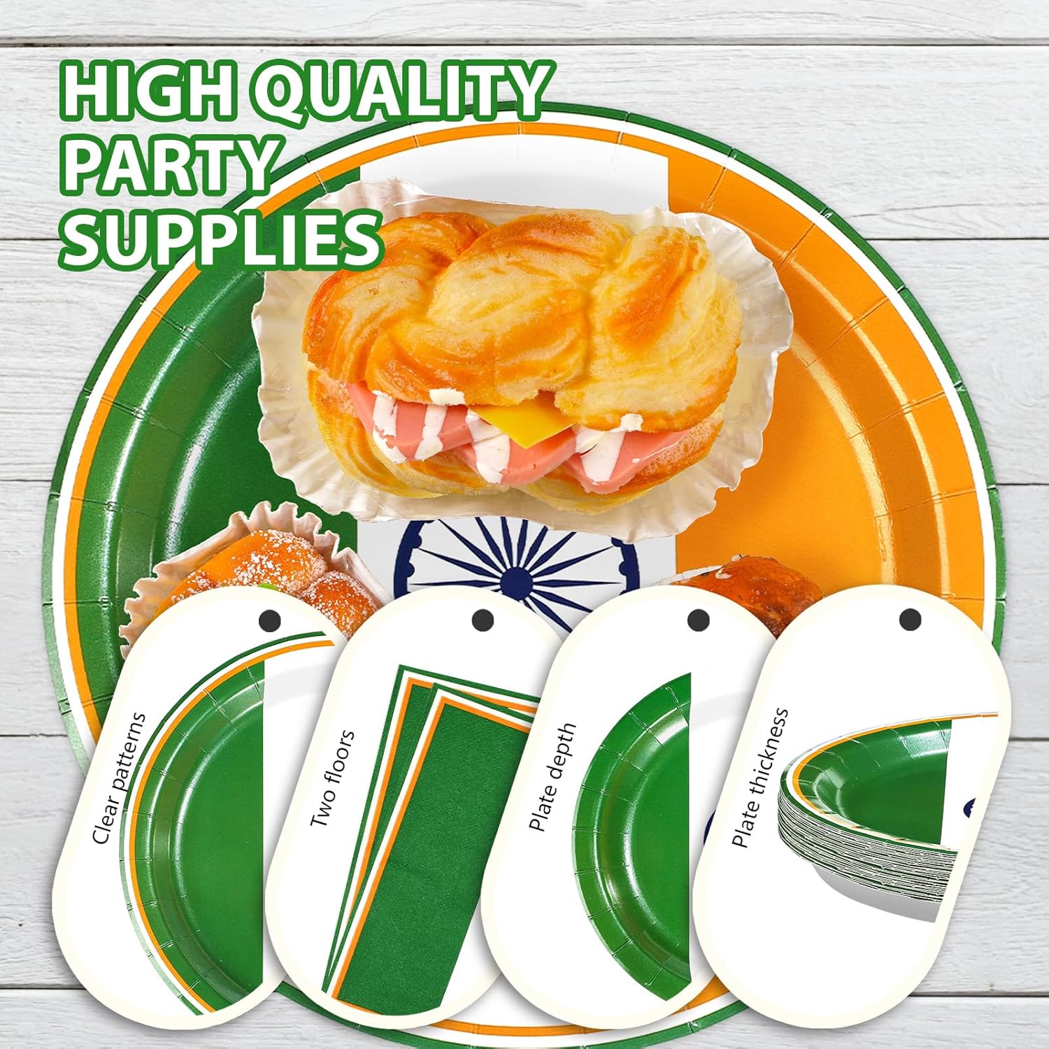 96 Pcs India Flag Party Decorations Disposable Indian Flag Paper Plates and Napkins India Independence Day Tableware Set for 15th August Country Decoration Patriotic Events Party Supplies, Serves 24
