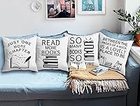 Vista 2 de Znzd So Many Books So Little Time - Funda de almohada divertida para decorar el hogar, sala de lectura, club, dormitorio, libro de lectores, nerd
