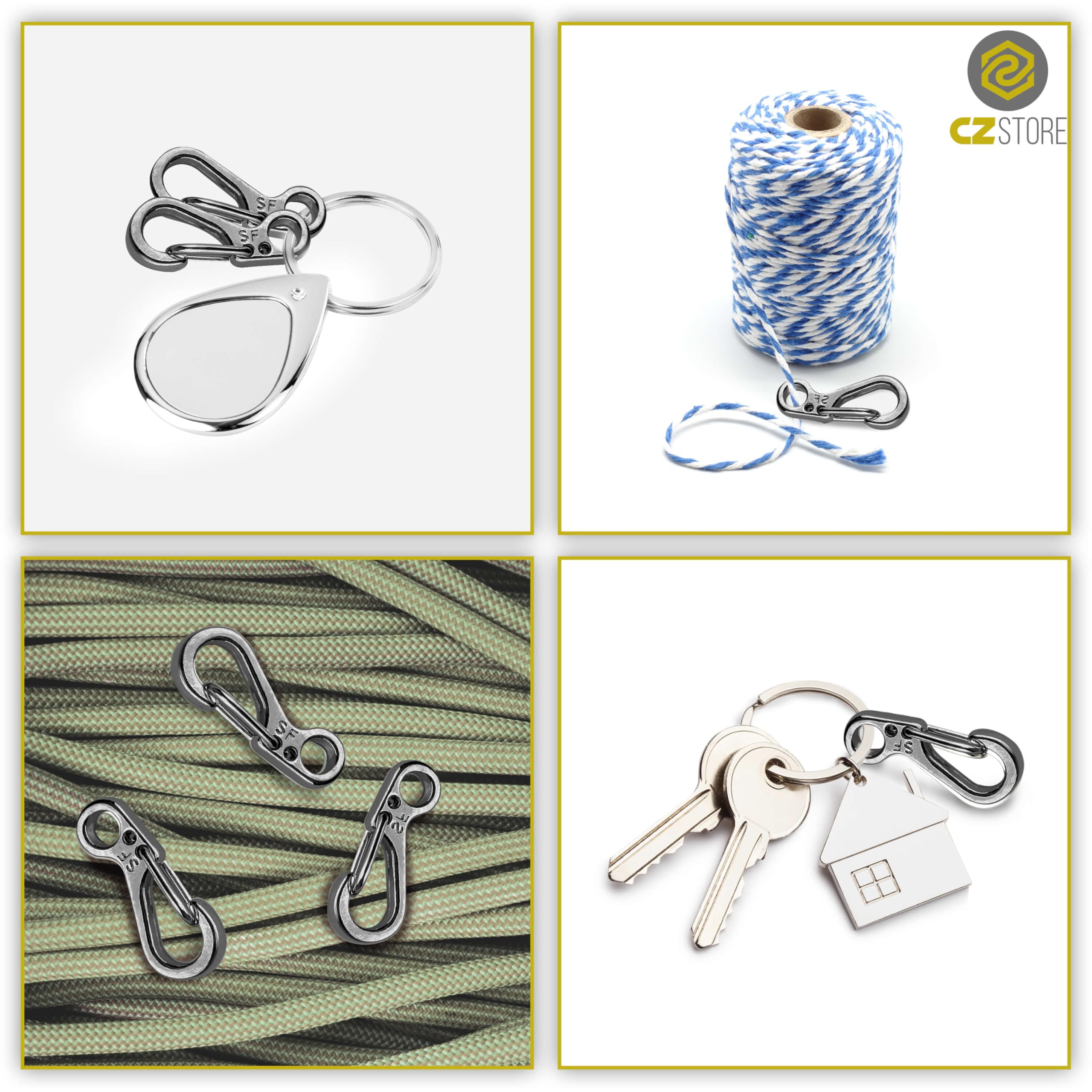 ✮Marque Francaise Mini Mousqueton|Lot de 10-20|✮Garantie A Vie✮-Petit Mousqueton|Poids 5KG|Mousquetons Porte cle|Gris ou Noir| Porte clefs pour Camping/randonnée/Escalade
