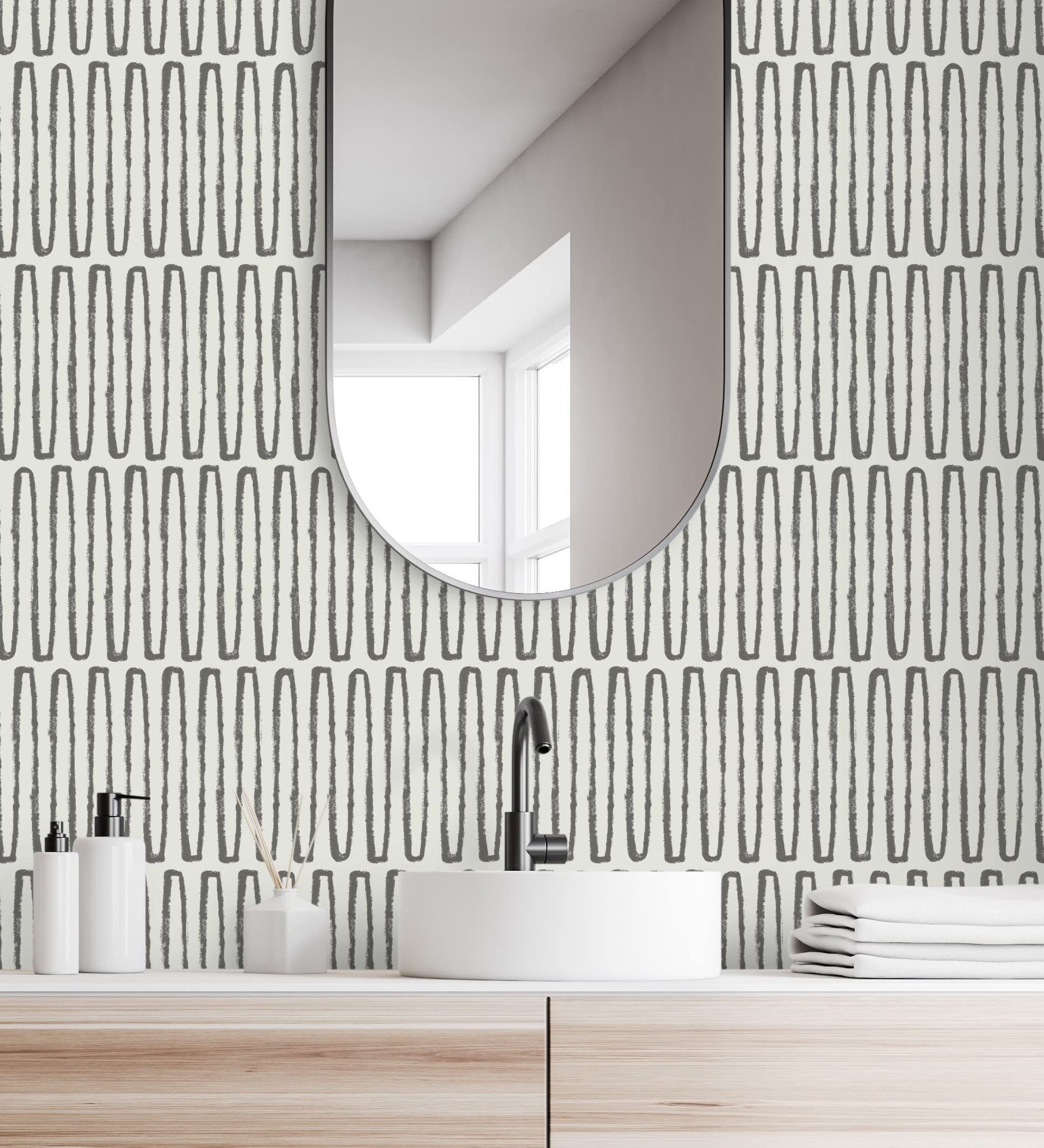 GAULAN 682038 - Papel pintado vinílico ecológico étnico diseño geométrico africano negro para pared salón cocina baño dormitorio pasillo - Rollo de 10 m x 0,52 m