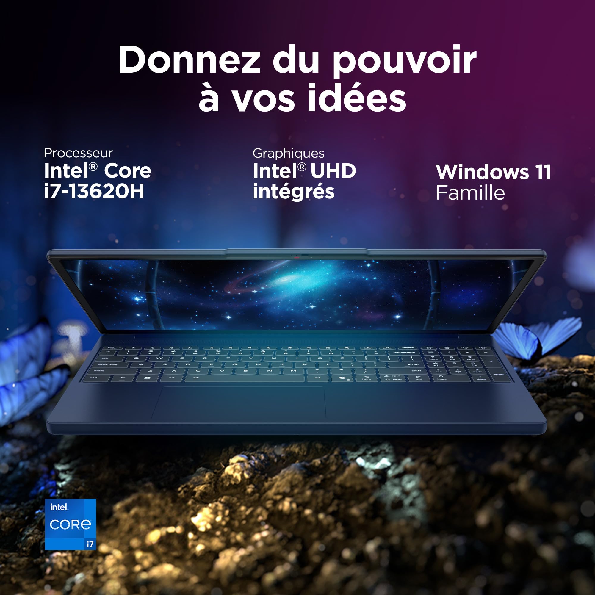 Lenovo IdeaPad Slim 3 16IRH10 - Ordinateur Portable 16'' WUXGA (Intel Core i7-13620H, RAM 16Go, SSD 1To, Intel UHD Graphique, Windows 11 Home) Clavier AZERTY Français - Bleu