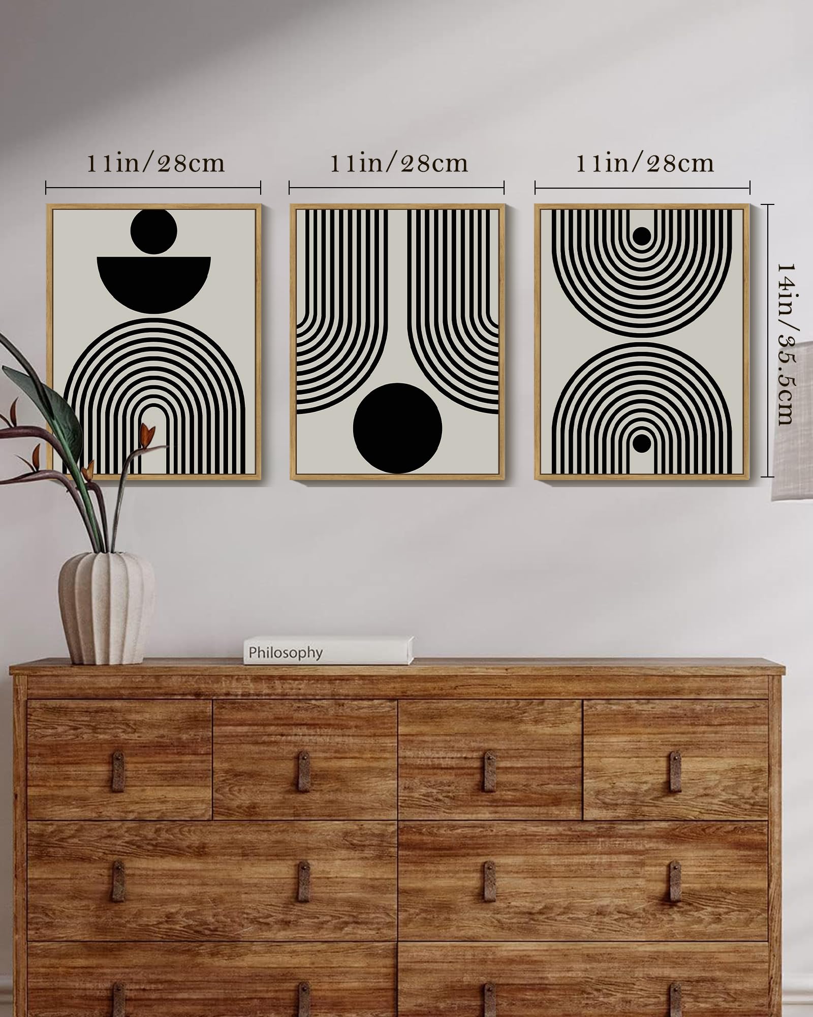 Amazon.co.jp: PHOPAGO ブラック抽象ウォールアート ジオメトリ ミニマ