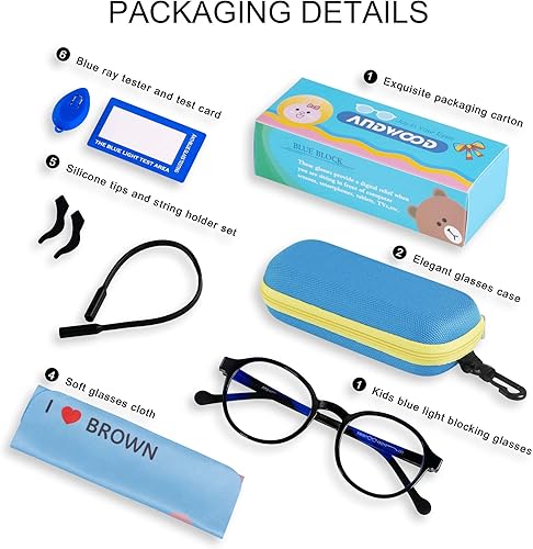 Miniatura 6 de ANDWOOD Gafas de luz azul para niños, niñas, niños, computadora, juegos, anti rayos azules, gafas de sol polarizadas de 3 a 12 años