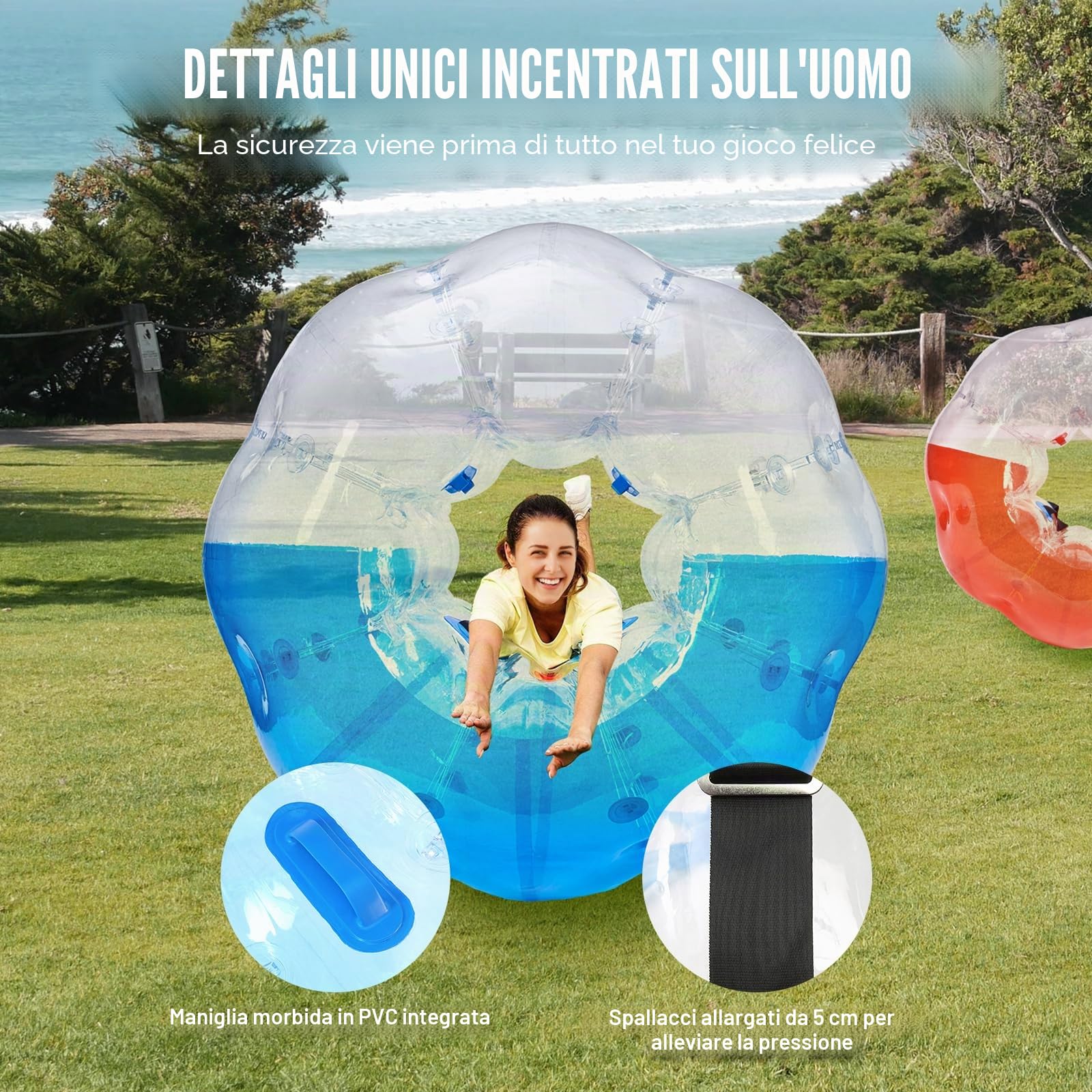 VEVOR Confezione da 2 palline gonfiabili Sumo Zorb da 1,5 m, per adolescenti e adulti, 0,8 mm di spessore, in PVC, per criceti umani, per giochi di squadra all'aperto, giochi di squadra, giocattoli