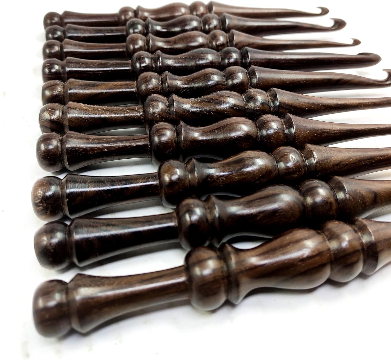 Hand Turned Exotic Wooden Crochet Hooks Set of 10 Hooks | Rosewood Crafted & Premium Quality Design | Solid Wood | Beautiful Design | Gift